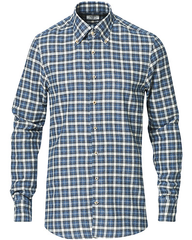 Stenströms Slimline Checked Flannel Shirt Blue