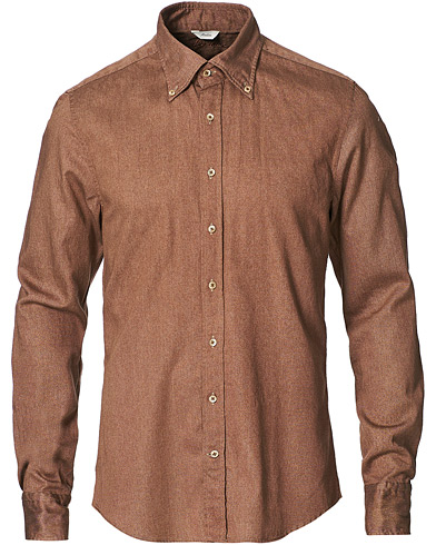  |  Slimline Washed Button Down Oxford Shirt Brown