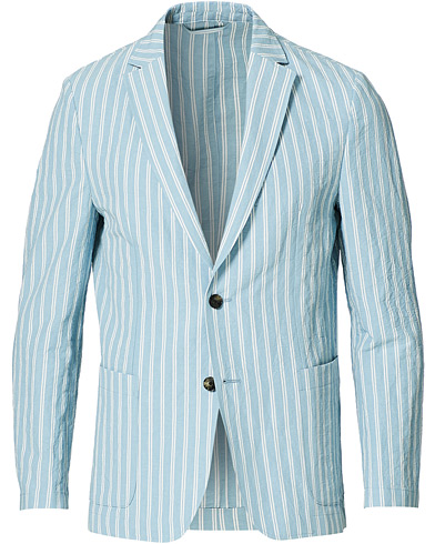 Wool Blazers |  Noswen Striped Patch Pocket Blazer Pastel Blue