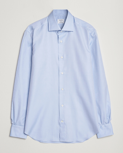 Men |  | Mazzarelli | Soft Cotton Cut Away Shirt Light Blue