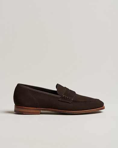 Men | Handmade Shoes | Crockett & Jones | Seaton Unlined Penny Loafer Dark Oak Suede