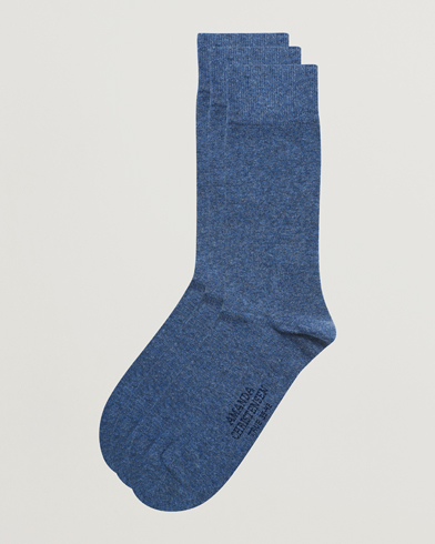 Men |  | Amanda Christensen | 3-Pack True Cotton Socks Denim Blue
