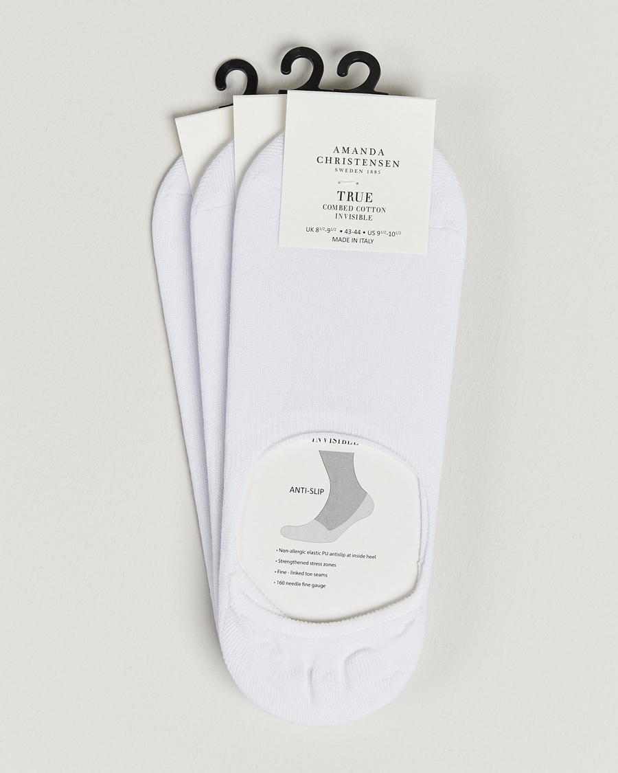 Amanda Christensen 3-Pack True Cotton Invisible Socks White – White