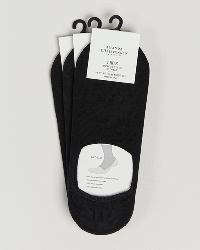  |  3-Pack True Cotton Invisible Socks Black