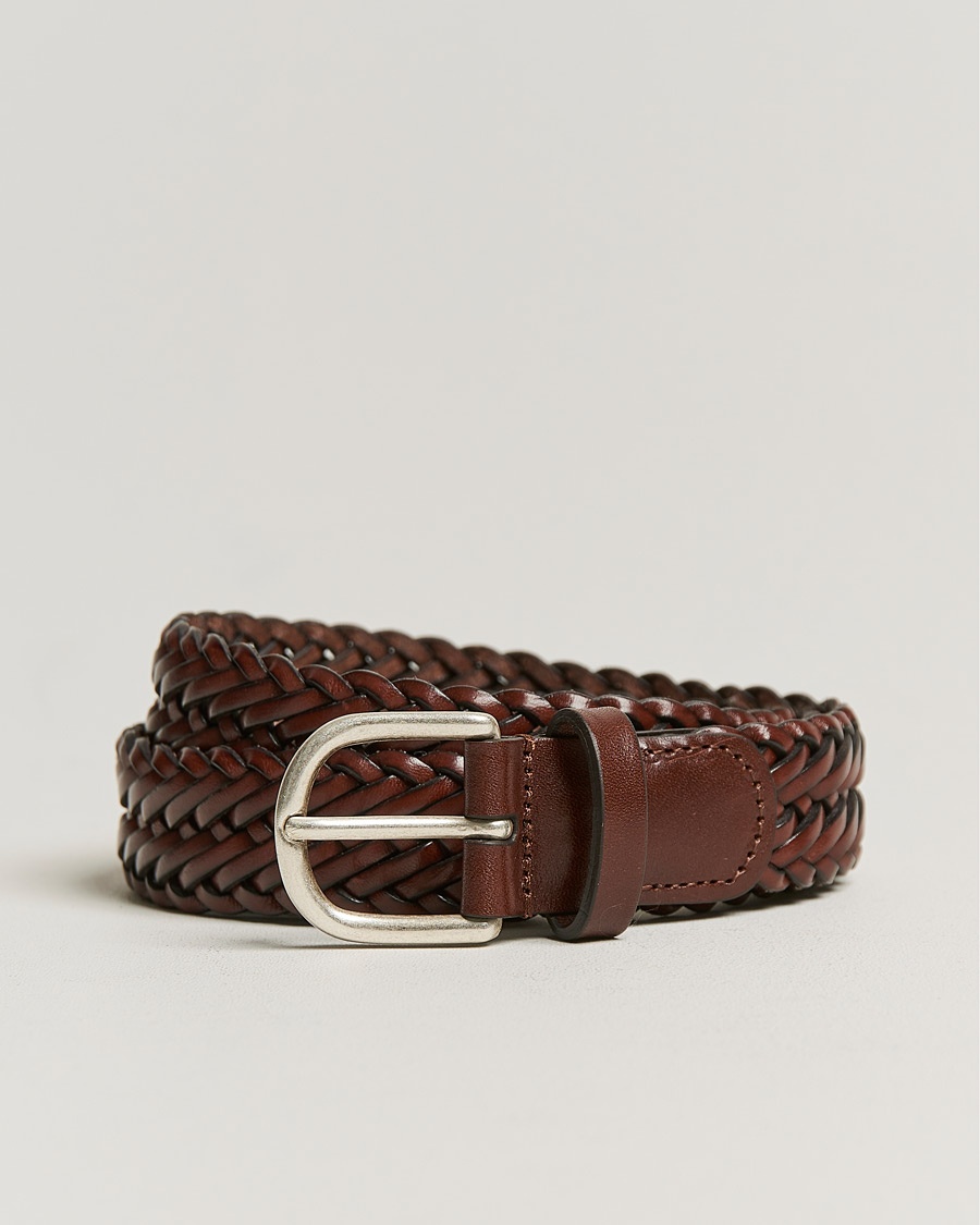 Anderson's Woven Leather Belt 3 cm Cognac – Brown