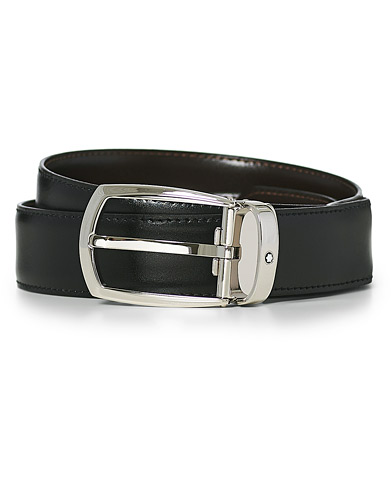 Men | Leather Belts | Montblanc | Oblong Horseshoe Buckle 30mm Belt Black
