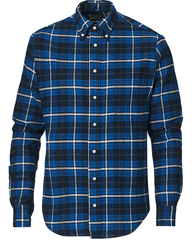  |  Button Down Checked Flannel Shirt Navy