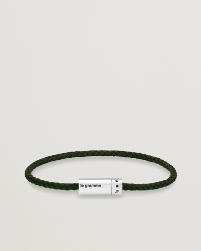 Men | Luxury Brands | LE GRAMME | Nato Cable Bracelet Khaki/Sterling Silver 7g