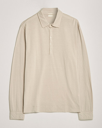 Men | Long Sleeve Polo Shirts | Massimo Alba | Ischia Cotton/Cashmere Polo Light Beige