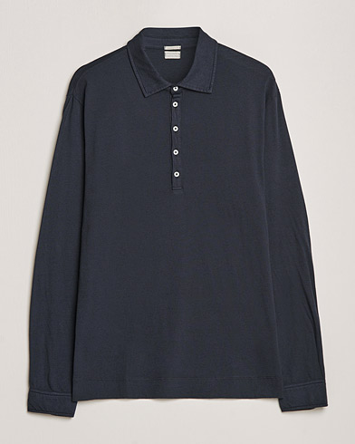 Men | Long Sleeve Polo Shirts | Massimo Alba | Ischia Cotton/Cashmere Polo Navy