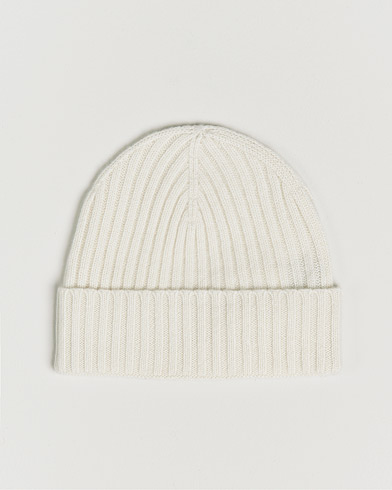 Men | Warming accessories | Amanda Christensen | Rib Knitted Cashmere Cap Creme