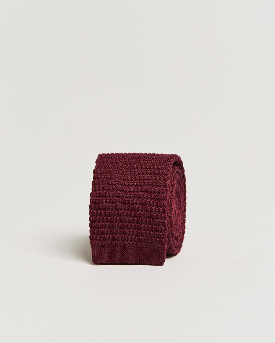 Amanda Christensen Wool Knitted 6cm Tie Wine – Red