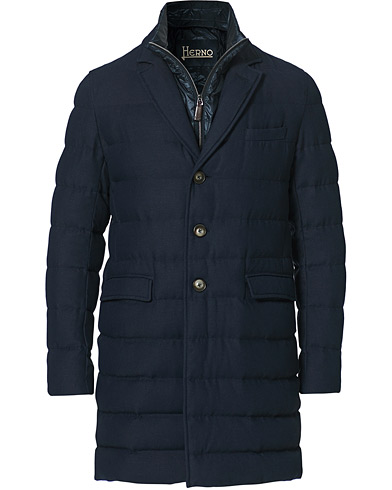 |  Flannel Long Down Jacket Navy