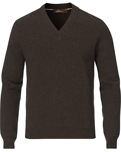  |  Marettimo Wool/Cotton Knitted V-Neck Brown