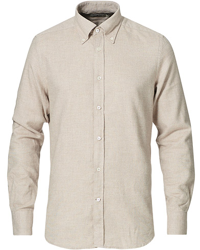 Morris Heritage Structured Button Down Flannel Shirt Beige
