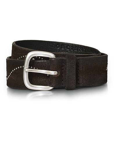 Belts |  Suede Nit Belt 3,5 cm Dark Brown
