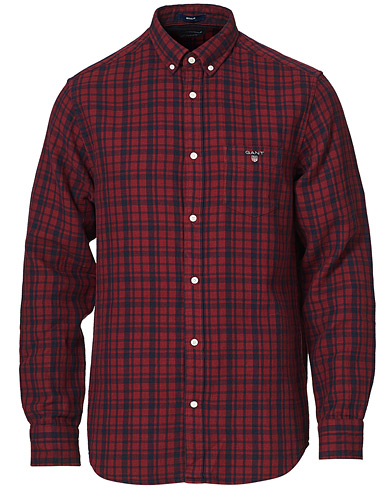 GANT Regular Fit Flannel Checked Shirt Cabernet Red