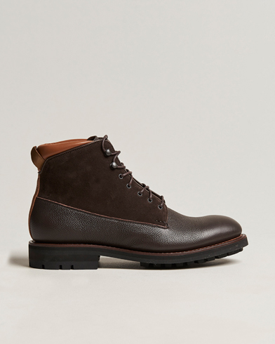 Men | Lace-up Boots | Heschung | Raphia Leather/Suede Boot Moro/Coffee