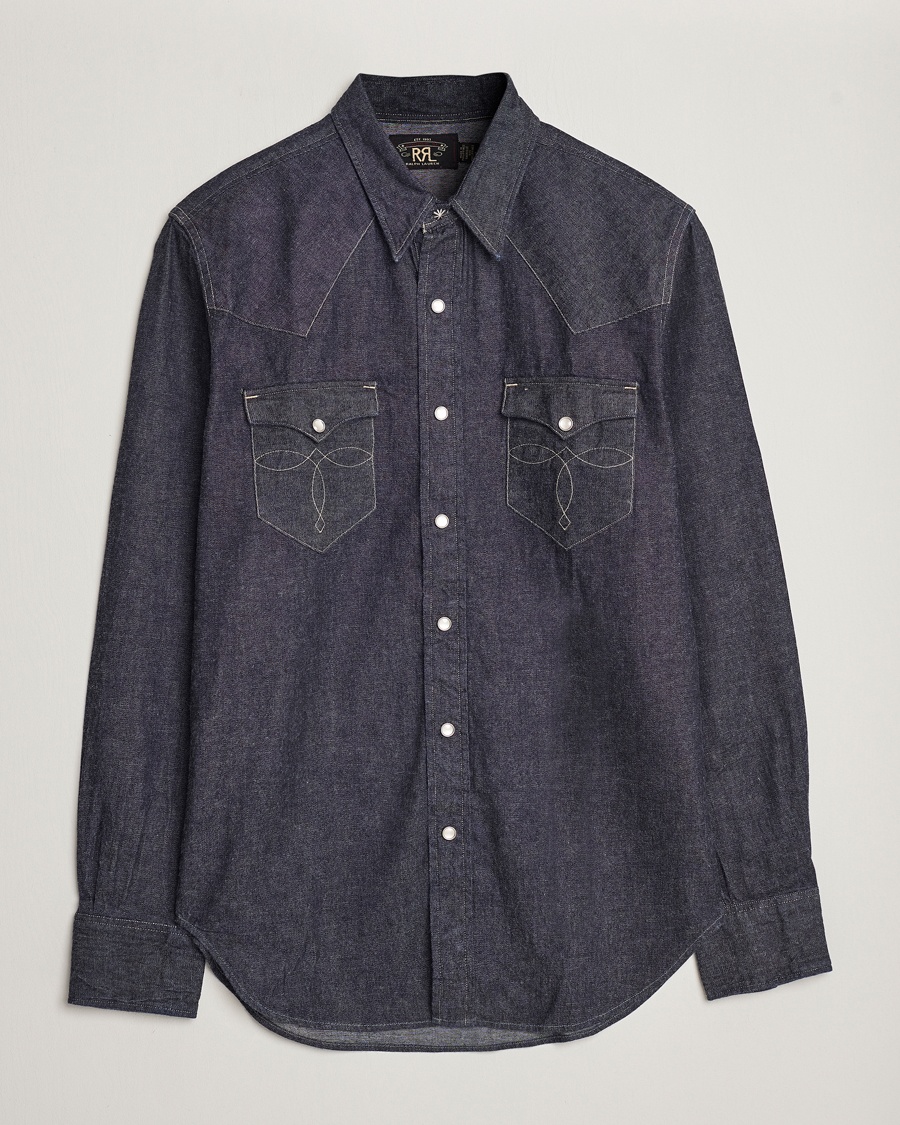 Giorgio Armani Slim Fit Denim Guru Collar Shirt Light Indigo at Giorgio Armani Slim Fit Denim Guru Collar Shirt Light Indigo at