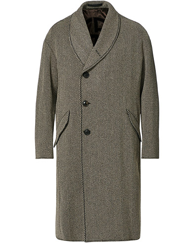 Giorgio Armani Chevron Wool Coat Grey