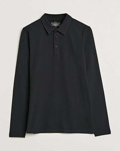 Men | Polo Shirts | Bread & Boxers | Long Sleeve Jersey Polo Black