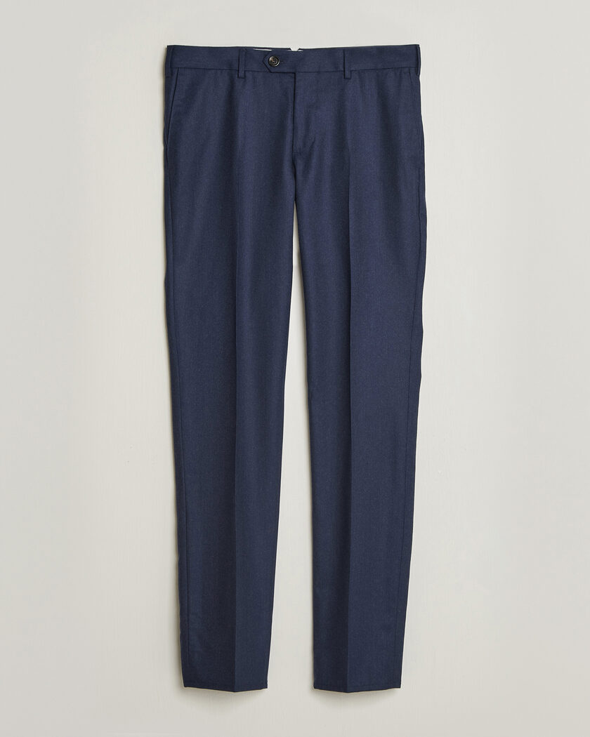 Brunello Cucinelli Slim Fit Flannel Trousers Navy – Blue