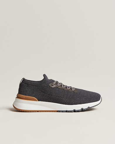 Men | Sneakers | Brunello Cucinelli | Flannel Running Sneakers Dark Grey