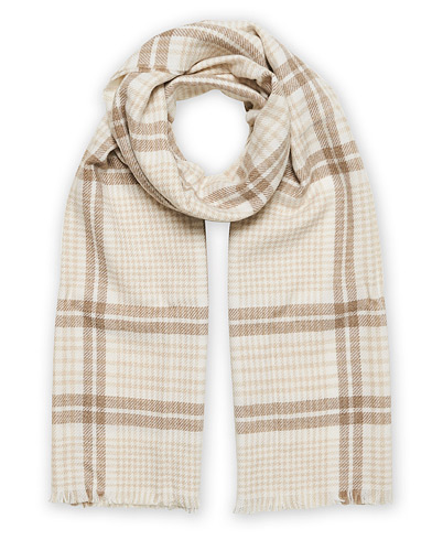 Scarves |  Checked Cashmere Scarf Beige