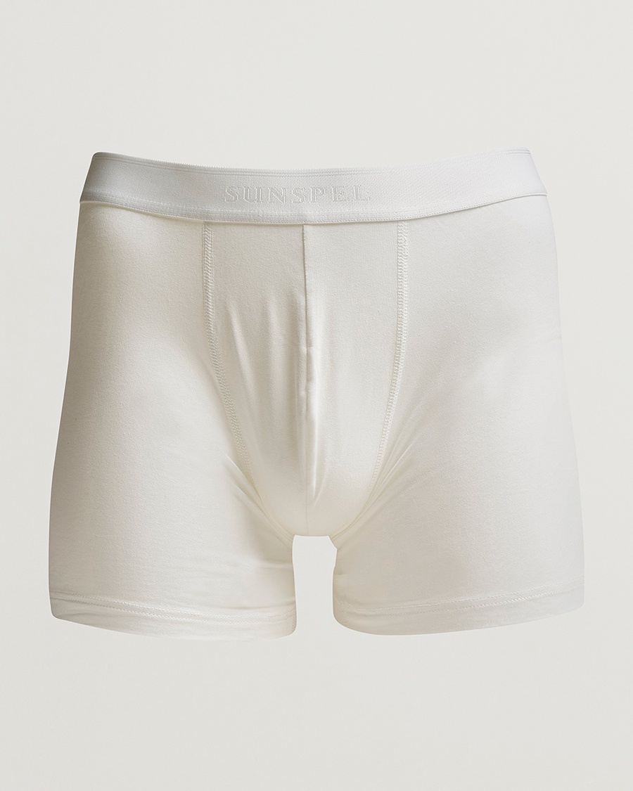 Sunspel Long Leg Cotton Stretch Trunk White – White