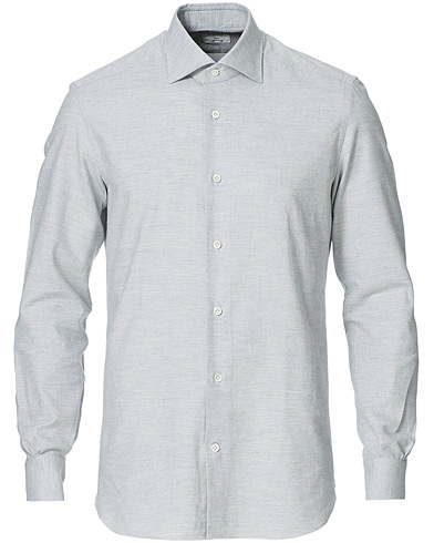 Mazzarelli Soft Flannel Cut Away Shirt Light Grey