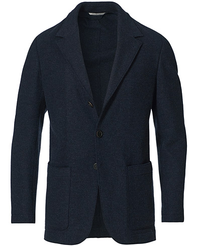 Wool Blazers |  Soft Wool Jersey Jacket Navy Melange