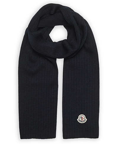 Moncler Ribbed Wool Scarf Navy