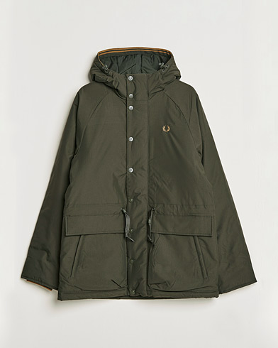 Men | Coats & Jackets | Fred Perry | Padded Zip Through Parka  Hunting Green