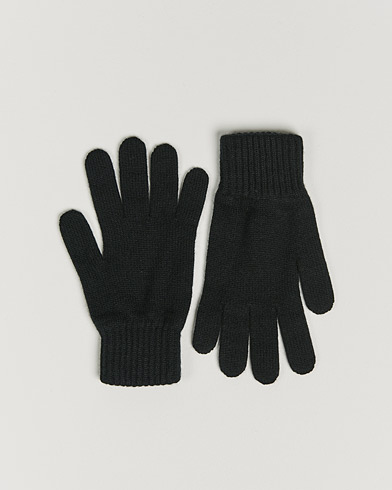 Men | Best of British | Johnstons of Elgin | Knitted Cashmere Gloves Black