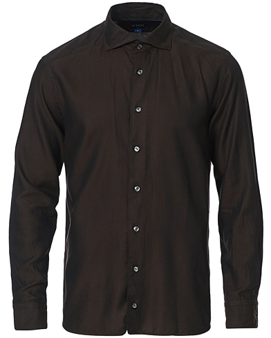 Flannel Shirts |  Slim Fit Cotton/Tencel Flannel Shirt Brown