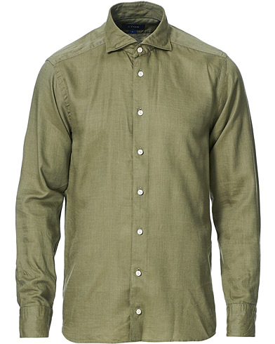  |  Slim Fit Cotton/Tencel Flannel Shirt Olive