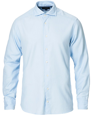Eton Slim Fit Micro Structured Flannel Shirt Blue