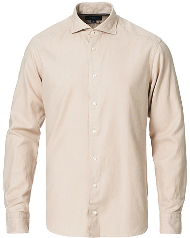  |  Slim Fit Micro Structured Flannel Shirt Beige