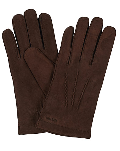 Men | Gloves | Hestra | Arthur Wool Lined Suede Glove Marron