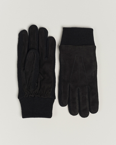 Men |  | Hestra | Geoffery Suede Wool Tricot Glove Black
