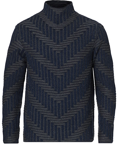  |  Chevron Mock Neck Sweater Dark Blue