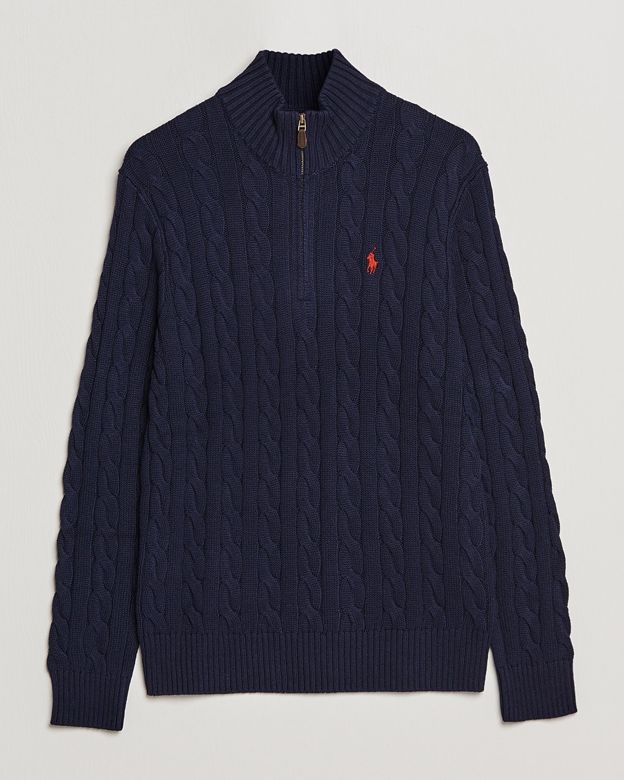 Polo Ralph Lauren Cotton Cable Half Zip Hunter Navy – Blue