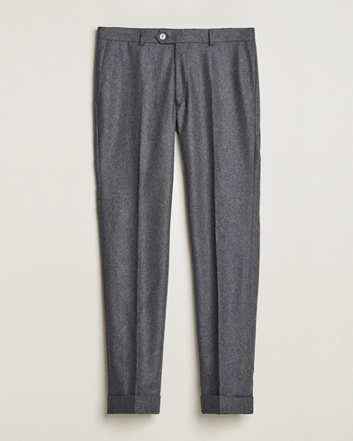 Men | Trousers | Oscar Jacobson | Denz Turn Up Flannel Trousers Charcoal