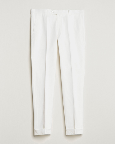 Men | Trousers | Oscar Jacobson | Denz Brushed Cotton Turn Up Trousers Off White