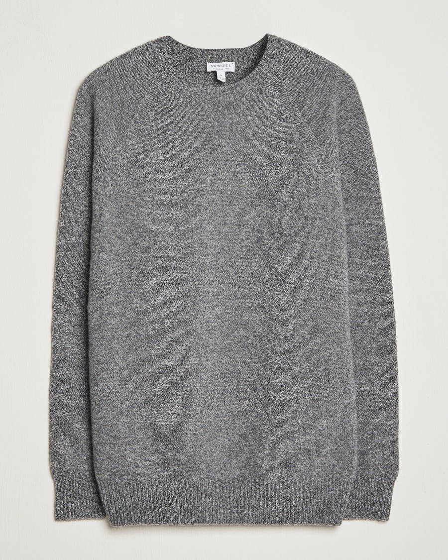 Sunspel Lambswool Crew Neck Grey Melange – Grey