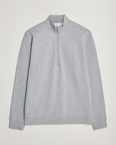Men | Grey sweatshirts | Sunspel | Loopback Half Zip Sweatshirt Grey Melange