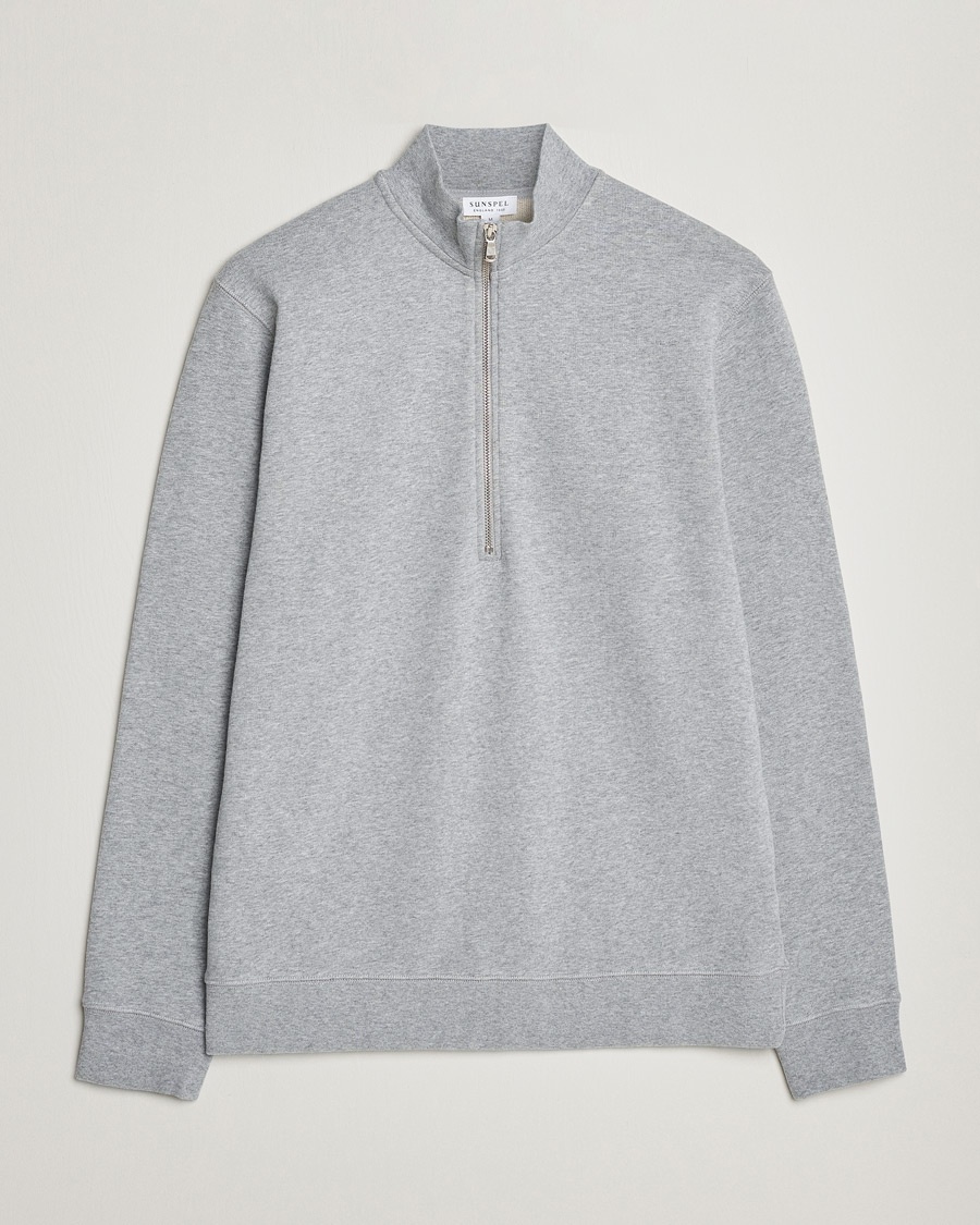 Sunspel Loopback Half Zip Grey Melange – Grey