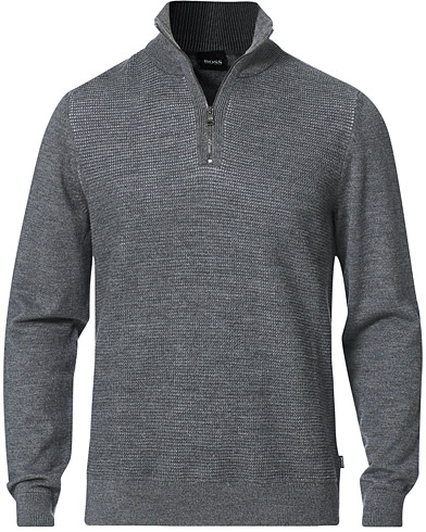  |  Madan Heavy Knitted Half Zip Sweater Medium Grey