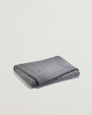 Men | Fabrics | Ralph Lauren Home | Cable Knitted Cashmere Throw Heather Grey
