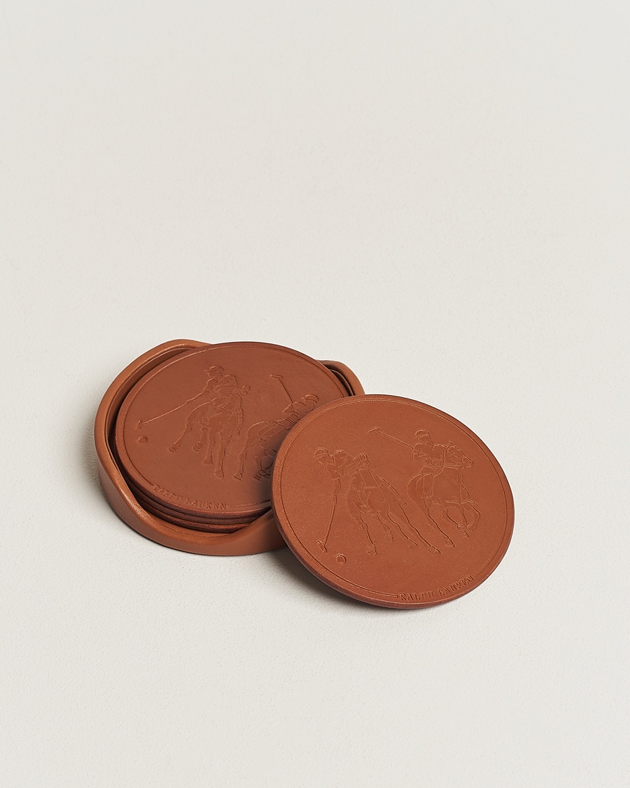 Ralph Lauren Home Garrett Leather Coaster Set – Brown